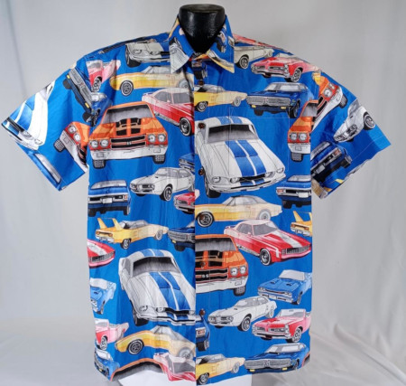 Pure Muscle Classic Car Hawaiian Shirt- Made in USA- Cotton
